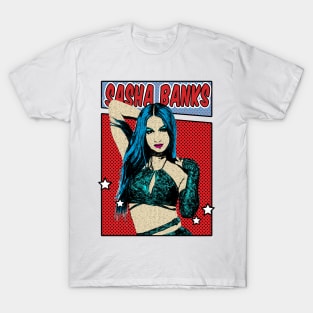 Sasha Banks Wrestling Pop Art Comic Style T-Shirt